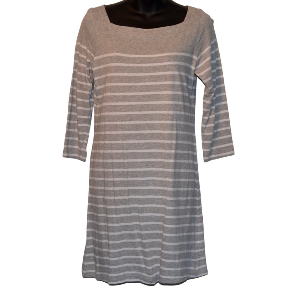 Square Neck Knee Length Striped Shirt Dress Size S - Picture 1 of 5